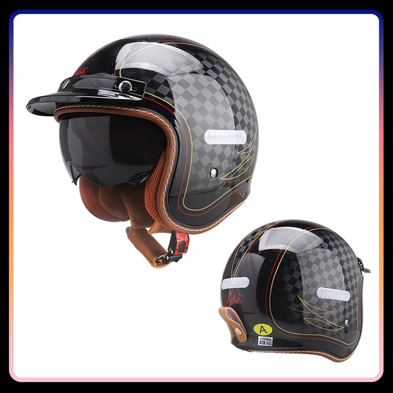 Adult Open Face Helmet DOT Approved Retro 3/4 Motorcycle Helmets Jet Helmet Men Women Female Low Profile Half Helm ABS Shell