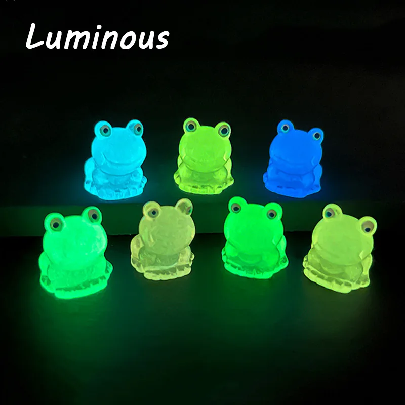 10/14pcs Luminous Frog Resin Earring Charms Cute Dollhouse Small Animal Pendant For Necklace Keychains Diy Jewelry Make