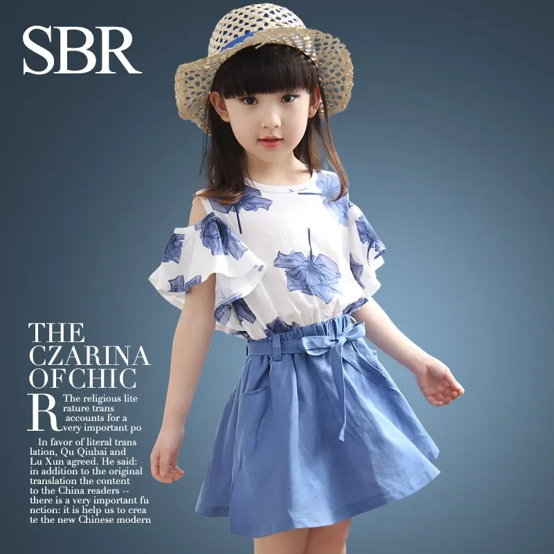 Girls Set Summer Flower Shirt +short Skirt 2 PCS Girl Clothing Set for Girls Teen Kids Clothes 2 5 6 7 8 9 10 11 12 Year Clothes