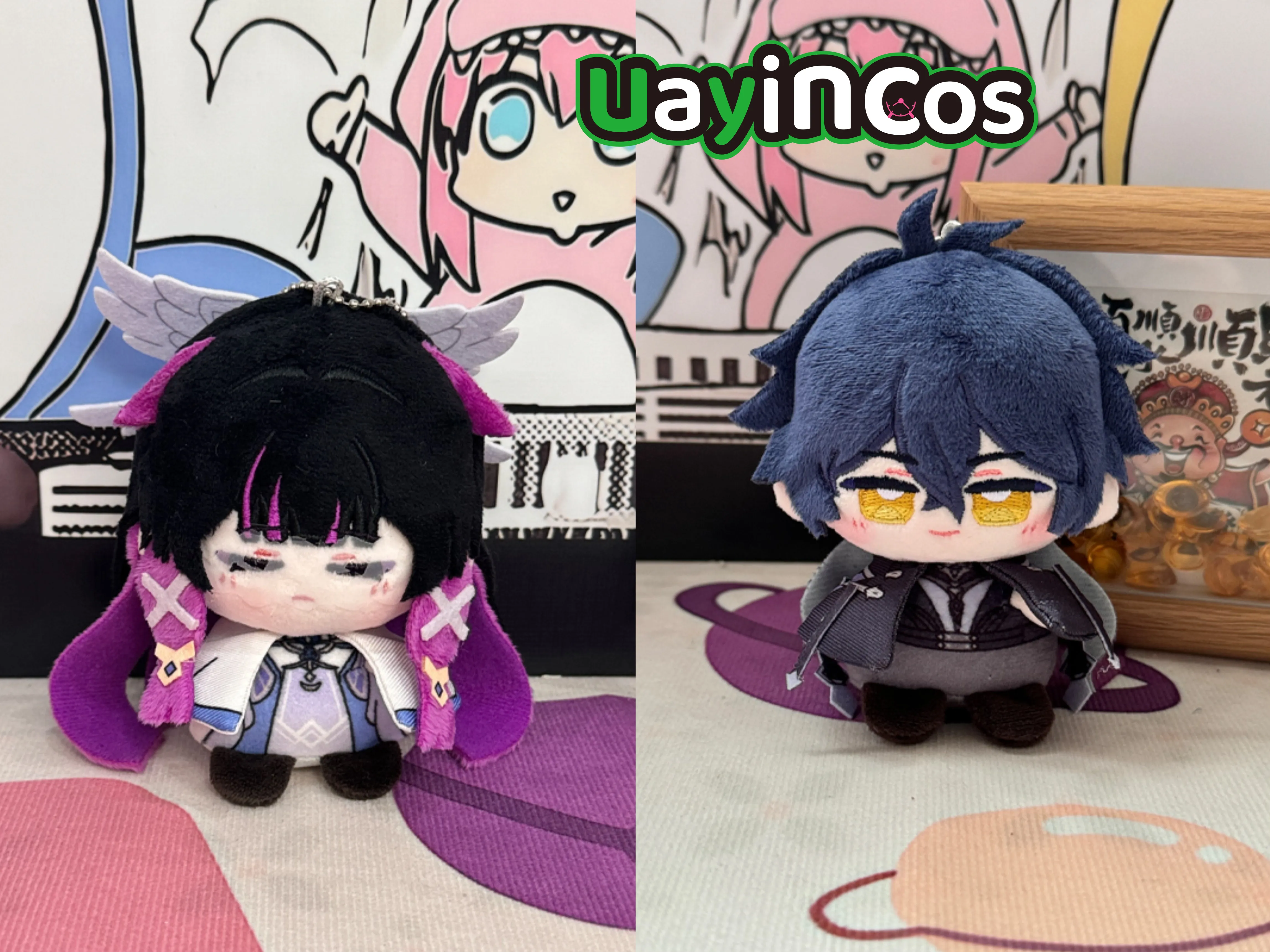 

12cm Genshin Impact Durin Varka Columbina Kyryll Stuffed Plushies Doll Clothes Anime Figure Game Keychain Bag Ornaments Toy Kids