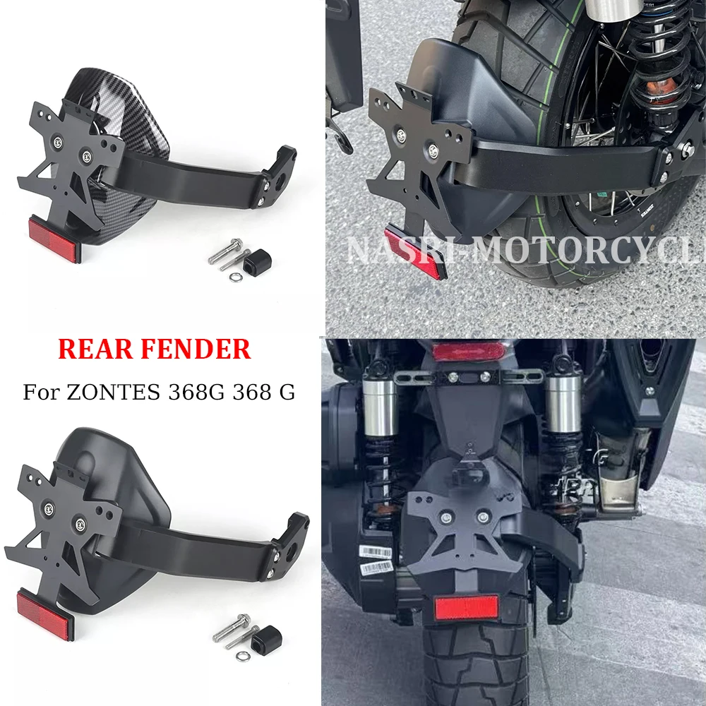 

For ZONTES Shengshi 368G 368g 368 G Rear Wheel Fender Mudguard License Plate Holder Kits Black Motorcycle Accessories