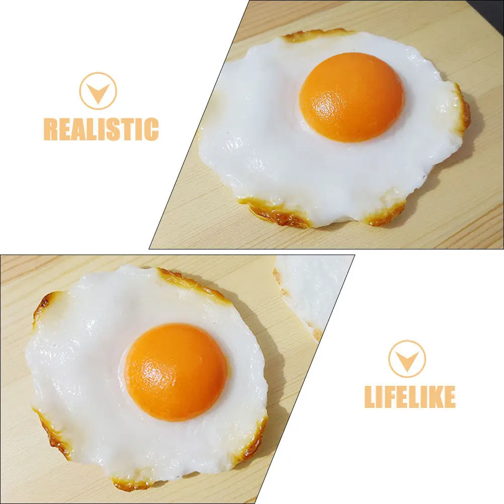 Realistic Fried Egg Prop Simulation Food Decor for Photography Home Kitchen Display Lifelike Fake Food Models Party Prank Props
