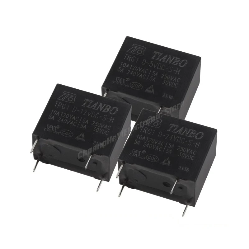 5Pcs/Lot TIANBO Relay TRG1 D-5VDC-S-H TRG1D-12VDC-S-H TRG1D-24VDC-S-H 4PIN 5A Replaceable HF32F -005 5V 12V 24V Power Relays