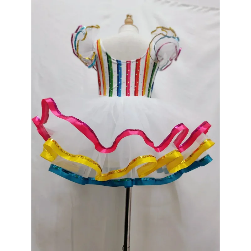 Ropa de salón de baile para niños, Falda corta de baile moderno con lentejuelas, vestido de baile de jazz para niña, falda de princesa de boda