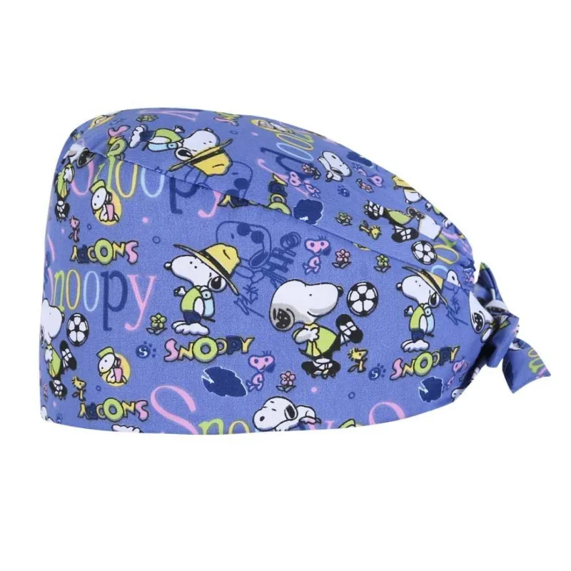 Snoopy Operating Cap Unisex Tooth Dentist Scrub Caps Cotton Print Operating Room Hat for Men Women Nursing Medical Surgicals Cap