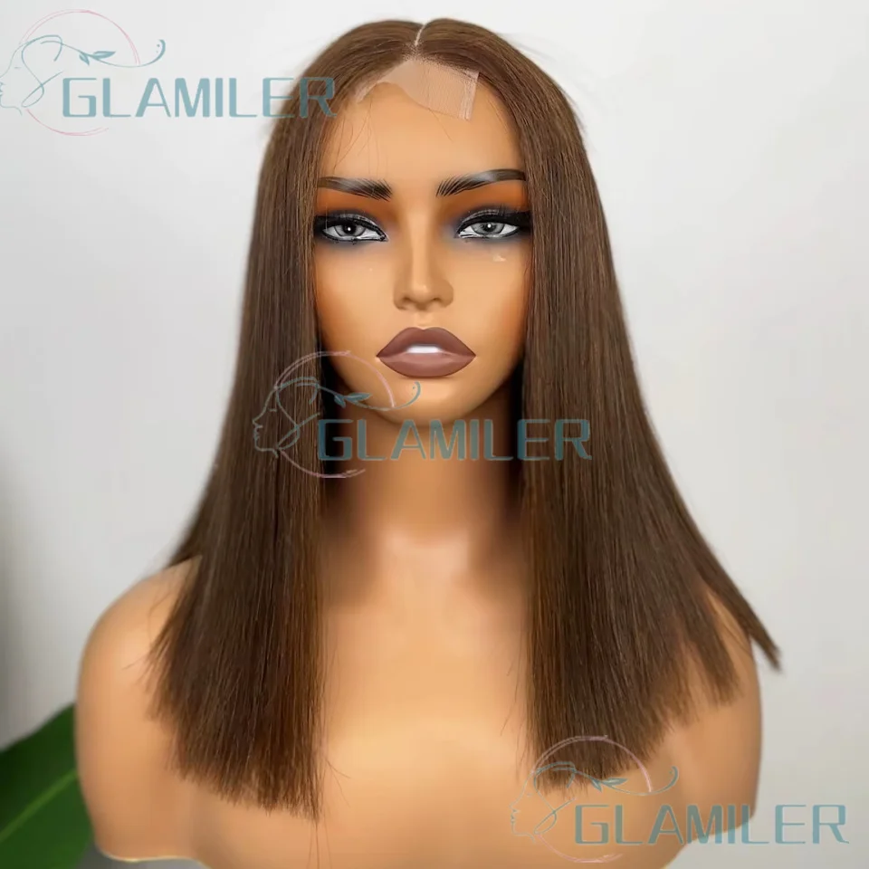 شعر بشري بني حريري مستقيم 5x5 حرير قاعدة إغلاق الباروكات قبل قطعها كامل نهاية قطع 13x6/360 كامل الدانتيل الباروكات مع عقدة ابيض