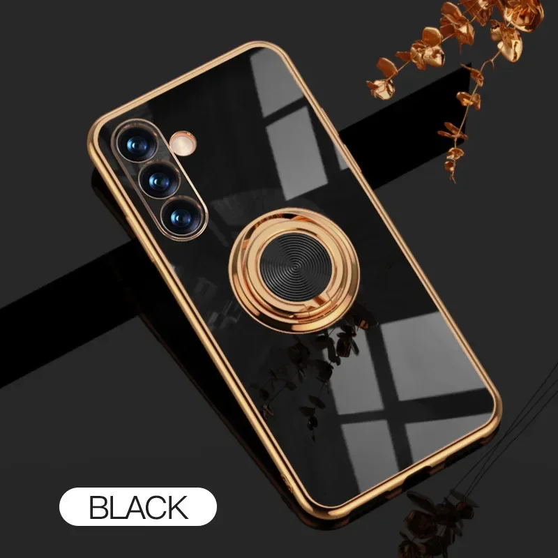 Plating Ring Holder Phone Case for Samsung Galaxy A15 A25 A35 A55 A14 A24 A34 A54 M14 M34 M54 5G Stand Cover Capa Funda Coque