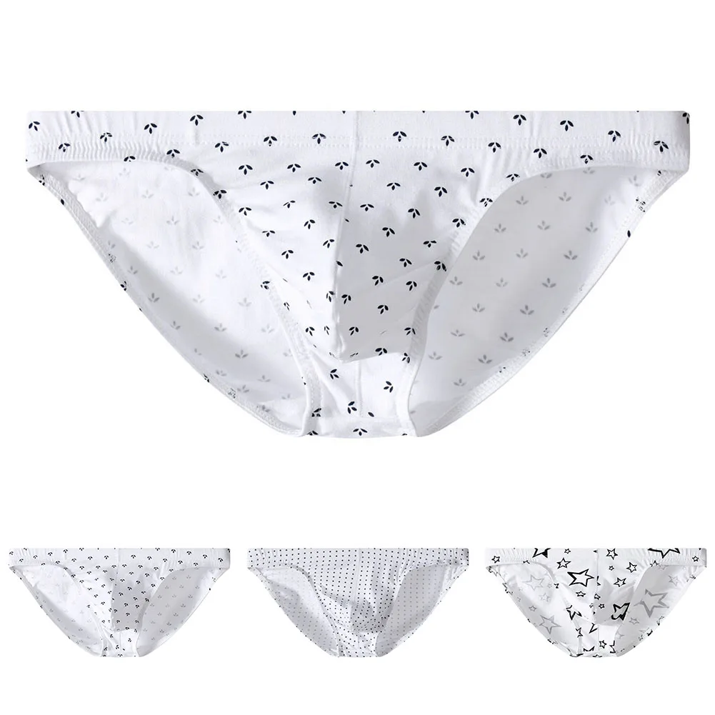Elastic Breathable Men Panties Simple Printed Bikini Briefs Hip-Wrap Soft Comfortable U Pouch Underwear Youth Man Lingerie