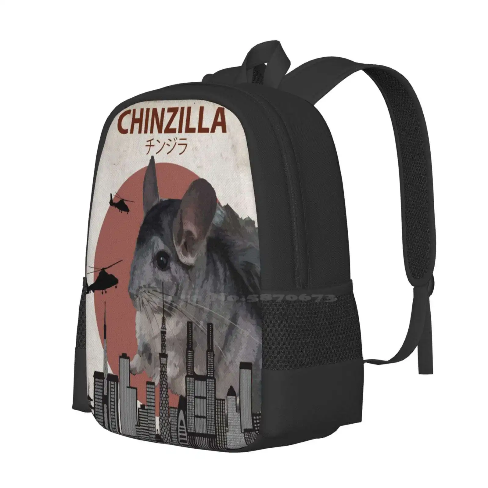 Chinzilla - Giant Chinchilla Monster Hot Sale Schoolbag Backpack Fashion Bags Chinzilla Chinchilla Chillin Japan Animal Giant