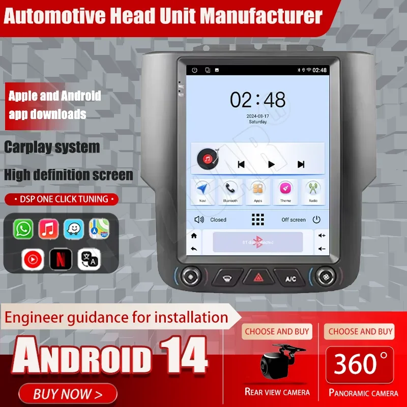 10.5 Polegada android rádio do carro para dodge ram 1500 2013-2018 tela estéreo de toque navegação gps carplay multimídia player unidade principal