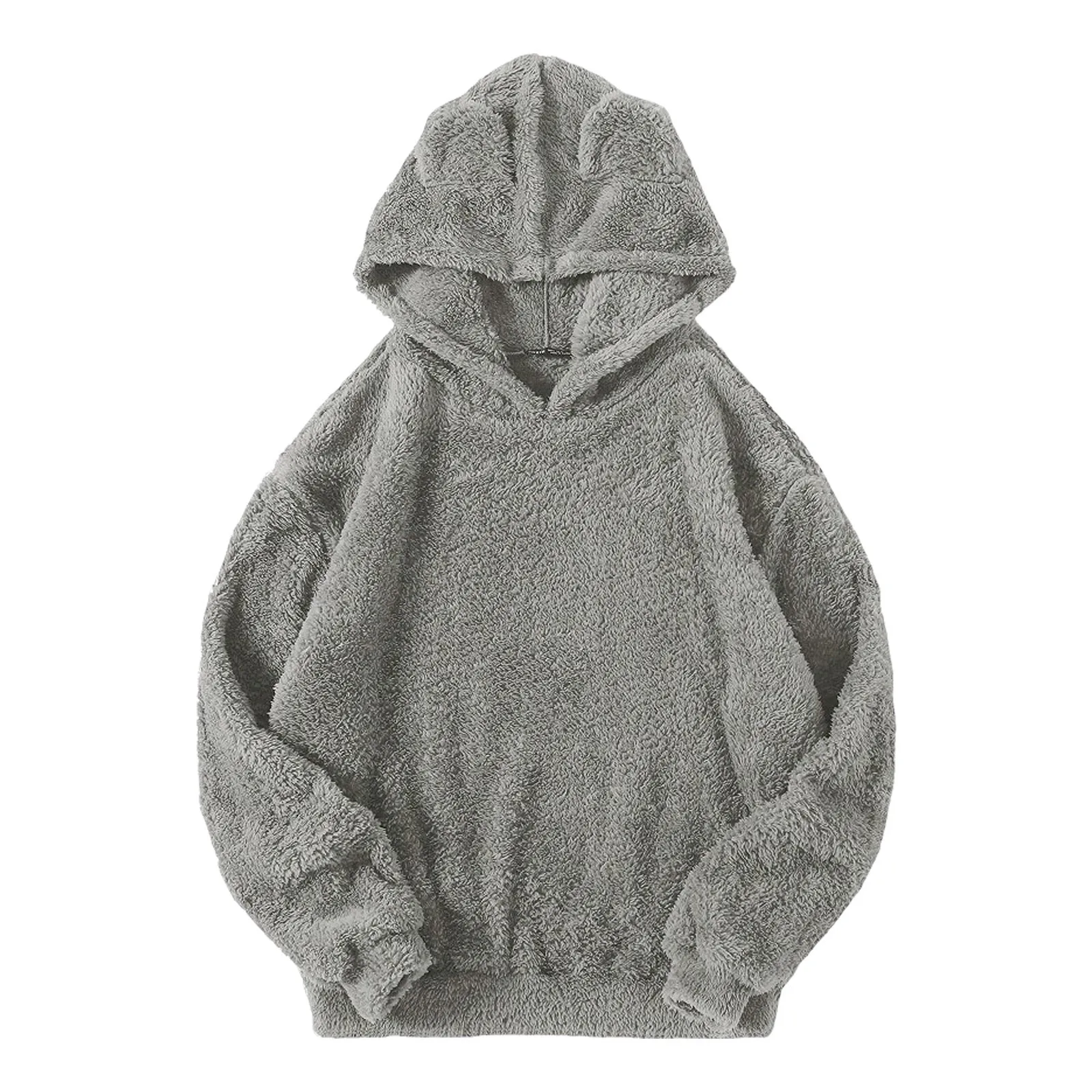 Men's Women's New Rabbit Ear Hooded Hoodie Warm Autumn Fleece Fuzzy Cotton Oversize Pullover Long Sleeve Trendy Sweatshirt Tops