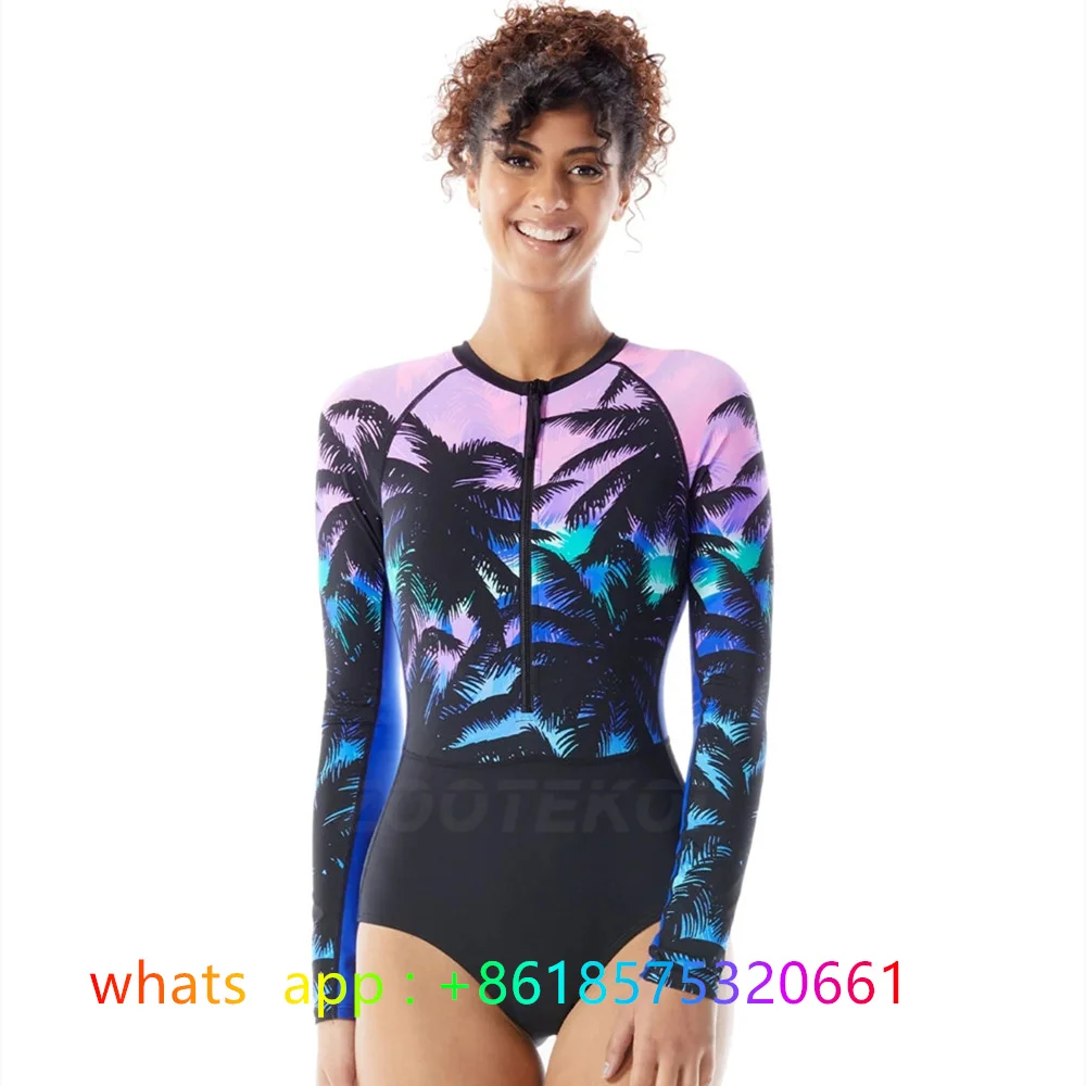 

One Piece Swimsuit 2023 New Sexy Long Sleeve Swimwear Women Print Bathing Suit Beach Wear Beach Surfing Swimming Monokini