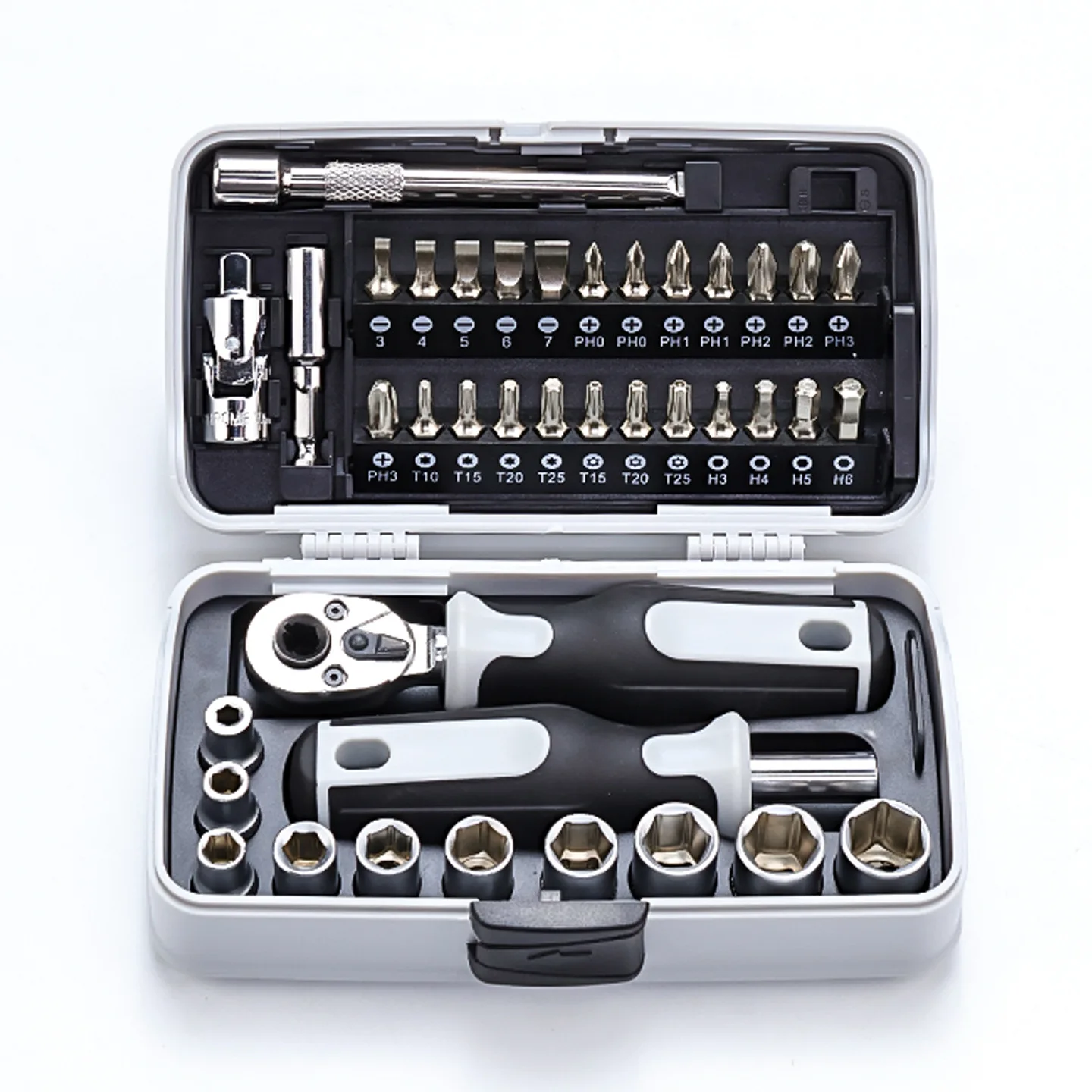 New large torque 39-piece set Household multi-function two-way forward and reverse rotation ratchet wrench screwdriver set