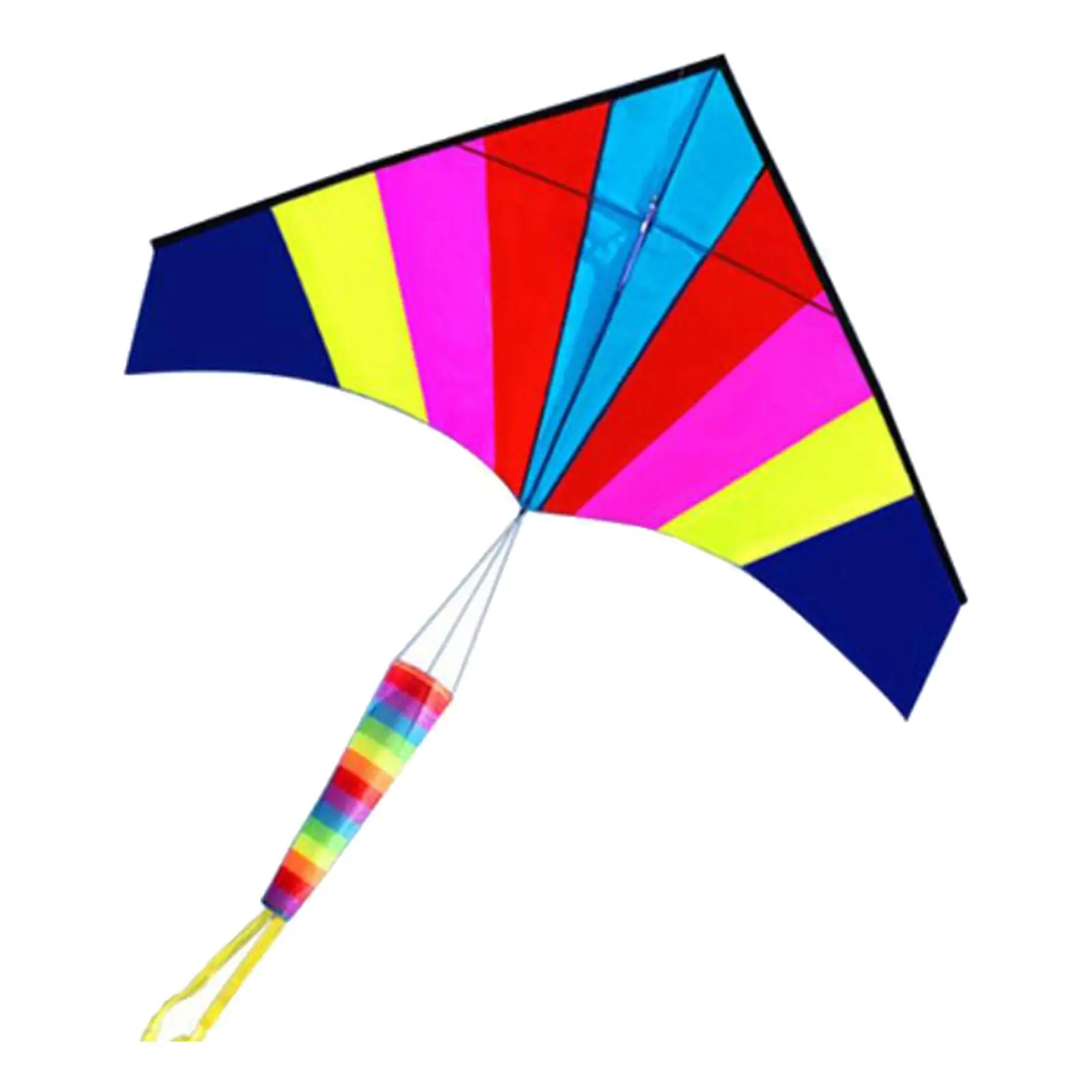 Colorful Delta Kite with String Windsock Single Line with Tail Large for Sports Garden Beginner Kids Adults Teenagers