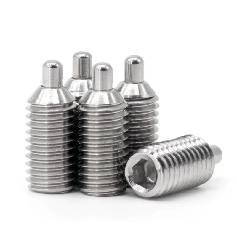 M3 M4 M5 M6 304 Stainless Steel Hex Socket Spring Plunger / Ball Point Set Screw with Spring Loaded Detent (2pcs)