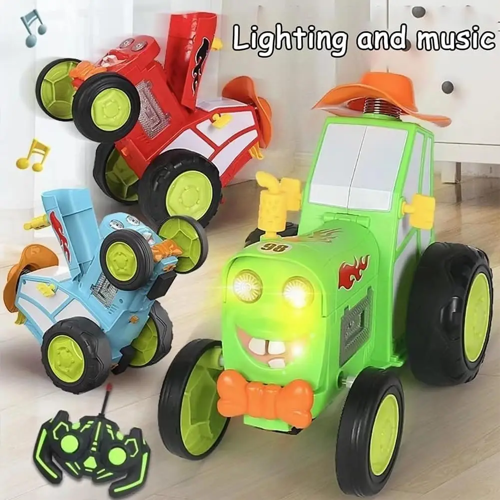 Remote Control Car Children's Toy jumping Rage Stunt With Lights, Rechargeable Wireless Controls Rocking car With LED Soft Music