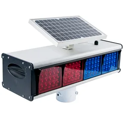 Solar LED Red and Blue Double-sided Strobe Light Waterproof Outdoor Security Alarm Lights with Photoelectric Switch HXA-X01