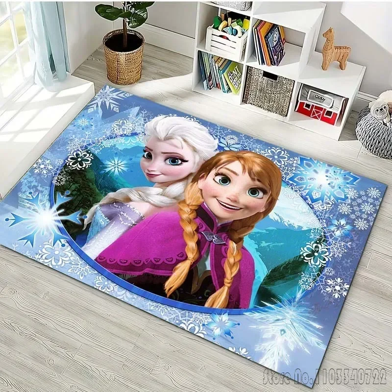 Disney Frozen Princess Elsa Carpet for Bedroom Floor Mat Decor Living Room Rug Bathroom Anti-slip Rug Girls Room Home Sofa Mat