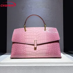 Pink Crocodile Pattern Leather Women's Handbags Luxury Fashion Lady Shell Shoulder Crossbody Bag Top Handle Messenger Bags