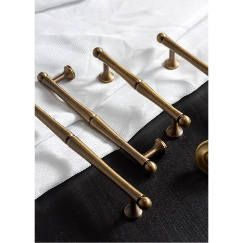 

Middle ancient style brass handle wardrobe door drawer cabinet kitchen modern simple round ball retro copper handle
