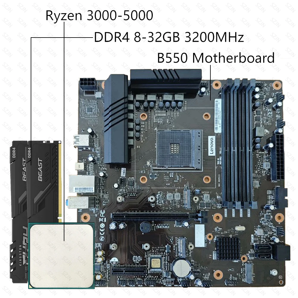 

B550M Комплект Motherboartd Игровой набор с Ryzen 5000 DDR4 Макс. 64 ГБ 3200 МГц Поддержка NVME PCIE4.0 X16 4xSATA3.0 M.2 WIFI (NGFF)