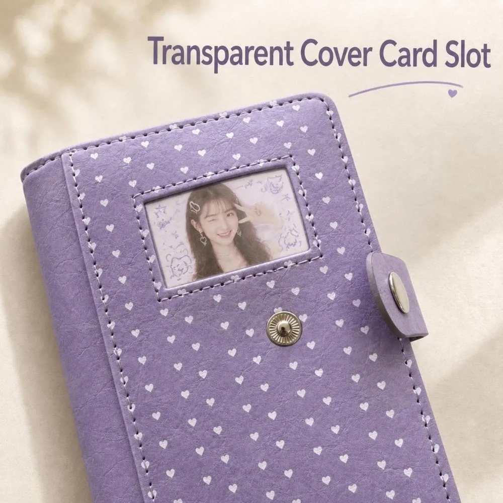 Multifunctional PU Leather A7 Loose Leaf Notebook Heart Polka Dot Snap Closure Journal Hand Ledger Students
