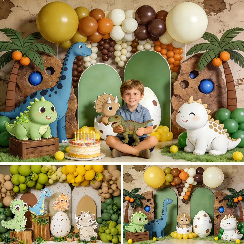 

Фон для фотосъемки на тематическую вечеринку «Дикие динозавры», сафари, джунгли, для мальчика, на первый день рождения, портретный декор, фотобэкграунд