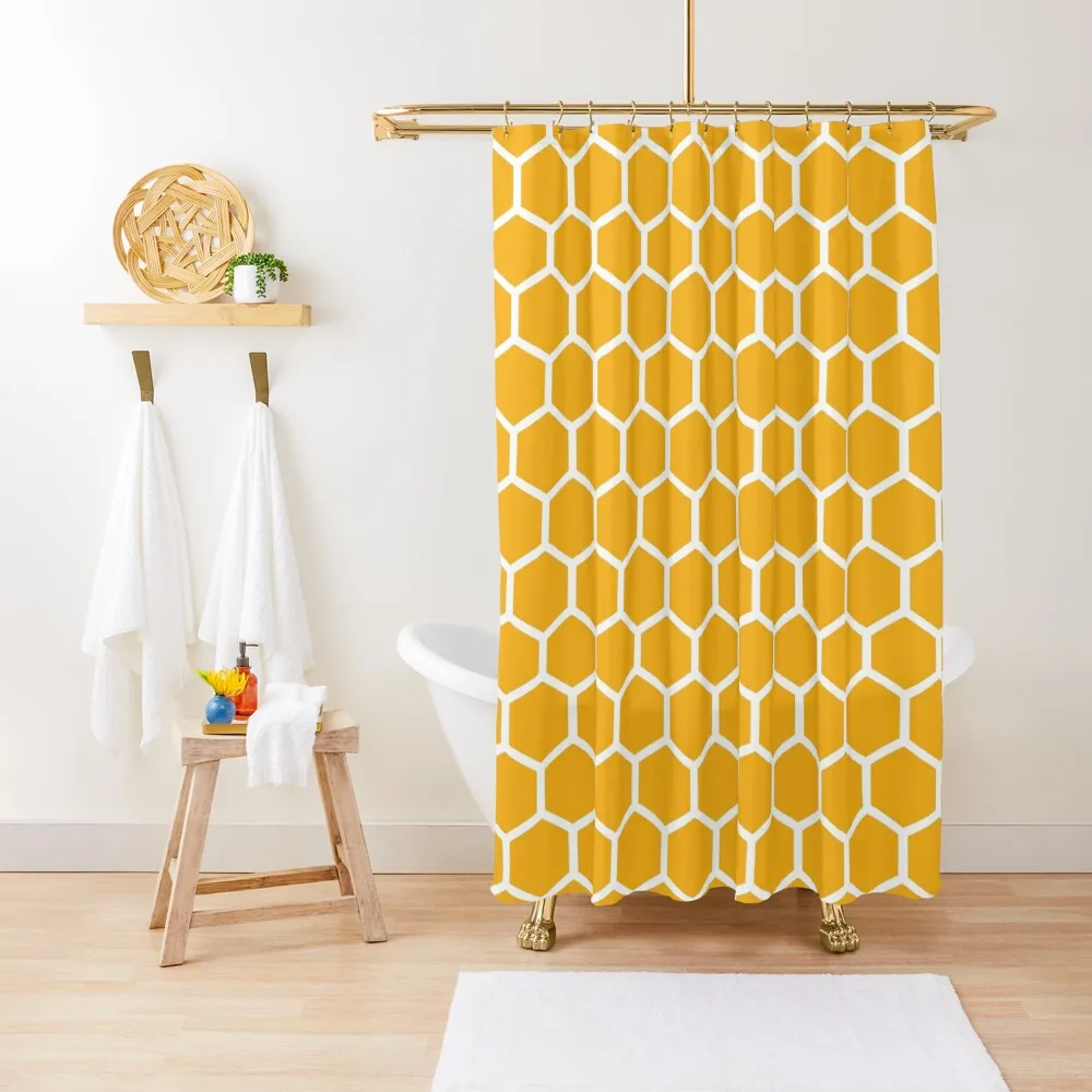 

Honeycomb pattern - yellow Shower Curtain For Bathroom Set For Bathroom Curtain