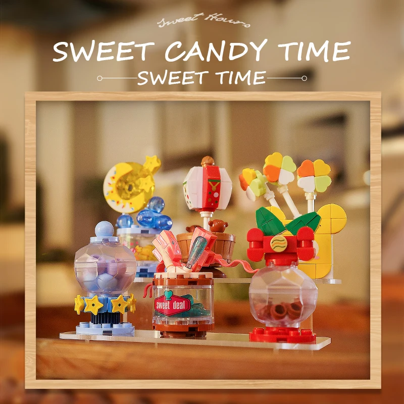 Candy Party Lollipop Model Children's Educational Assembly 12 Types Of Food Mini Building Blocks Toys Girls Gifts