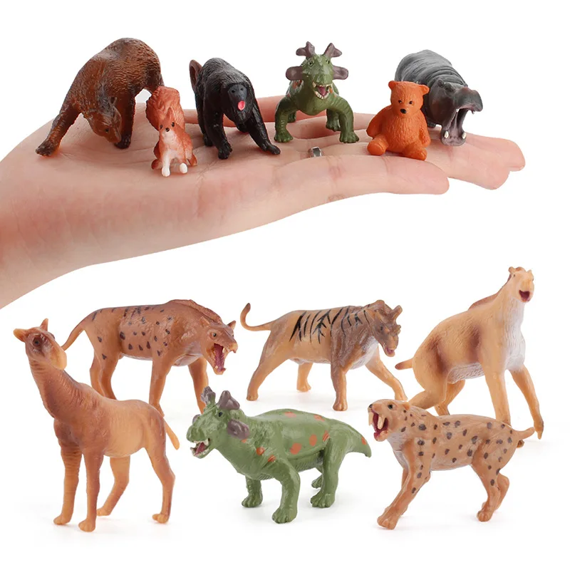 Simulation Forest Wild Ancient Animal Dinosaurs Action Figures Model Miniature Lion Tiger Ornaments Children Cognition Toys Gift