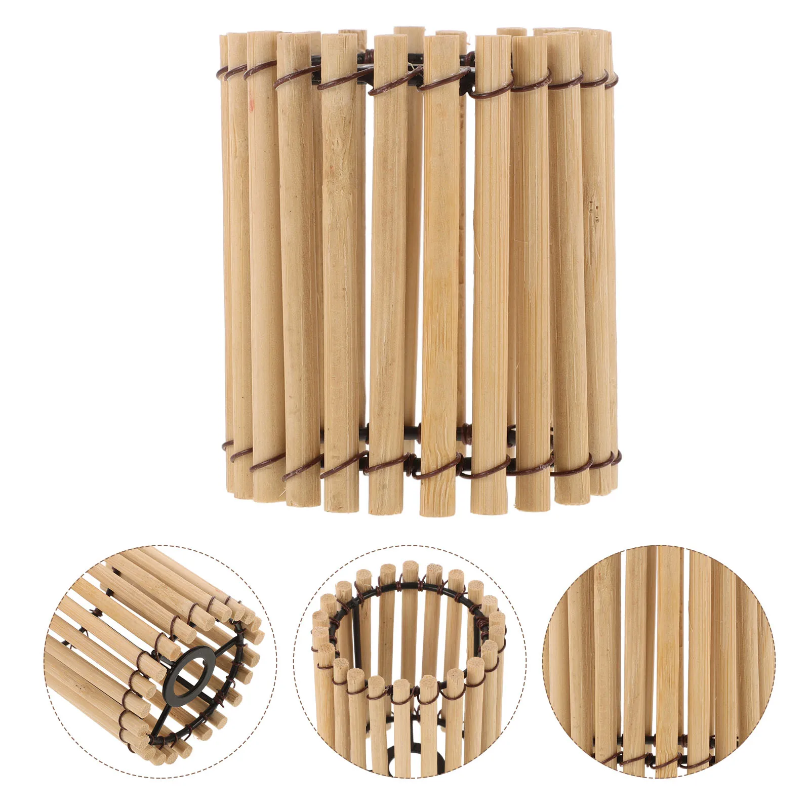 

Bamboo Lampshade H made Wicker Small Cover Pendant Light Shades Vintage Home Decor Bedroom Hanging Tea Room for pendant