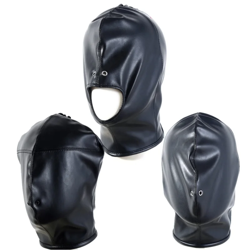 

Adjustable Size Fetish Leather Mask with Zipper for Adult Mysterious Role Play Terror Masquerade Party Mask Hood Costumes