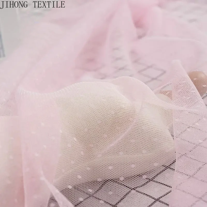 1m Cute Dot Lace Mesh Jacquard Fabric Tulle for Dress Mosquito Net Patchwork Needlework DIY Material Home Textile Curtain Decor