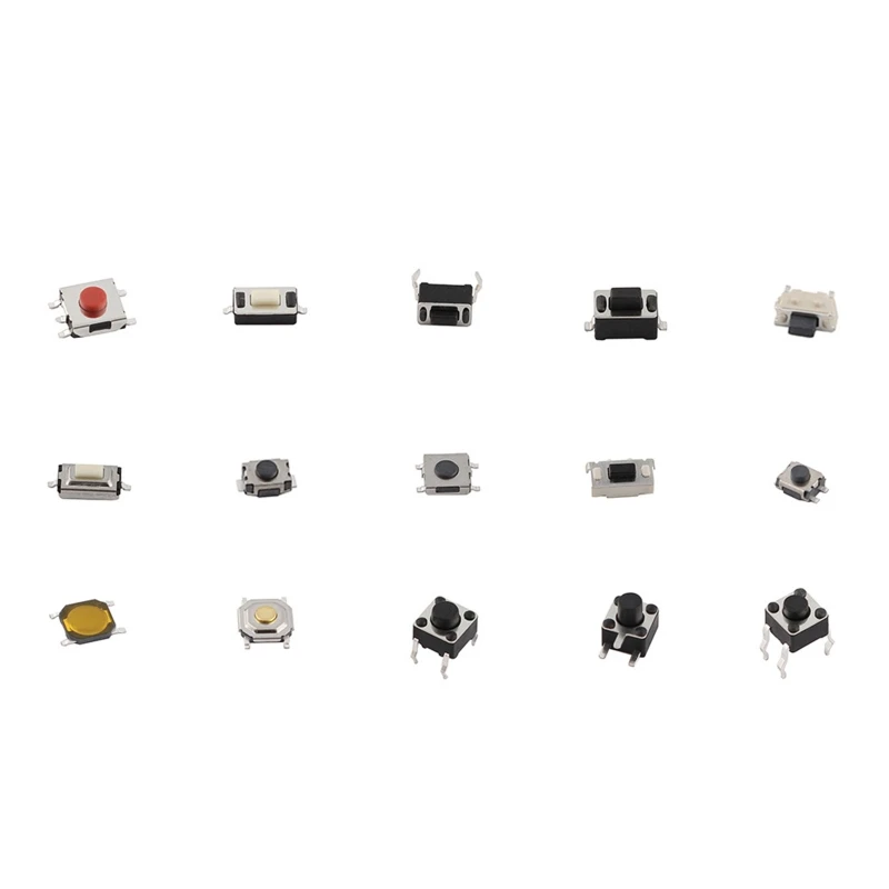 125 Cái/lốc Micro Cho Công Tắc Cảm Ứng Assortment Bộ 25 Loại 5 DIY Công Tắc Nút Nhấn 2x4mm 3x6mm 4x4mm 6x6m