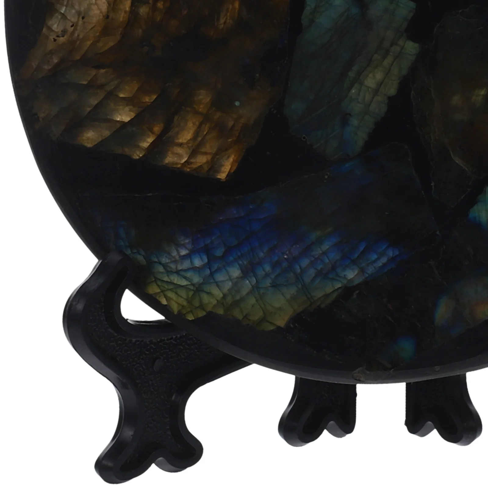 

1Set Labradorite Disc Stone Round Plate Ornament Holder Home Desktop Decoration Natural Delicate Crafts Decor