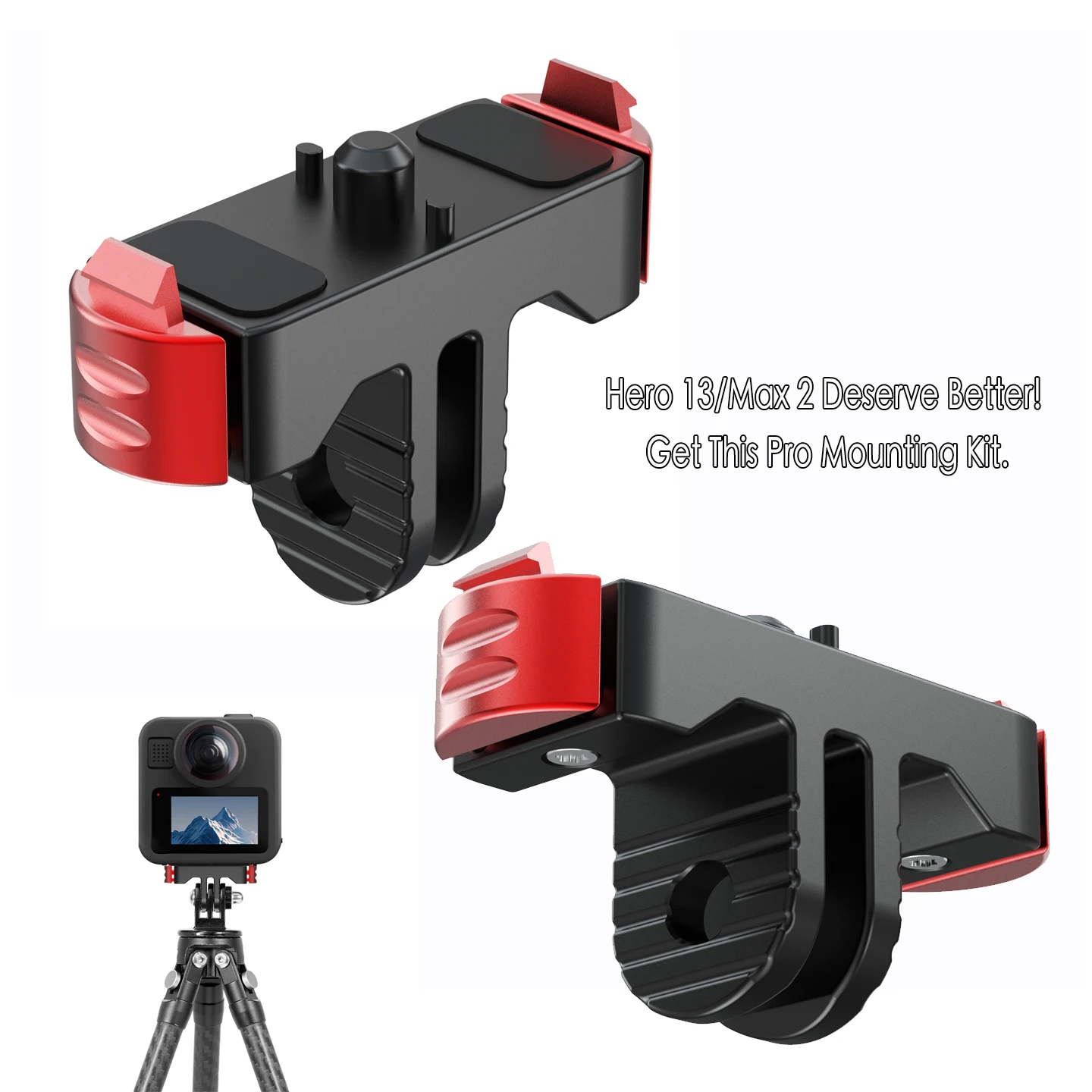 For GoPro Max 2 Quick Release Base Mount Dual Elastic Clip for Hero 13 Black Action Camera Motorcycle Bike Helmet Tripod Adapter