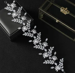 Crystal Bridal Headbands For Wedding Hair Jewelry Headdress Zirconia Pearl Luxury Tiaras Crowns For Women Prom Bride Headpieces