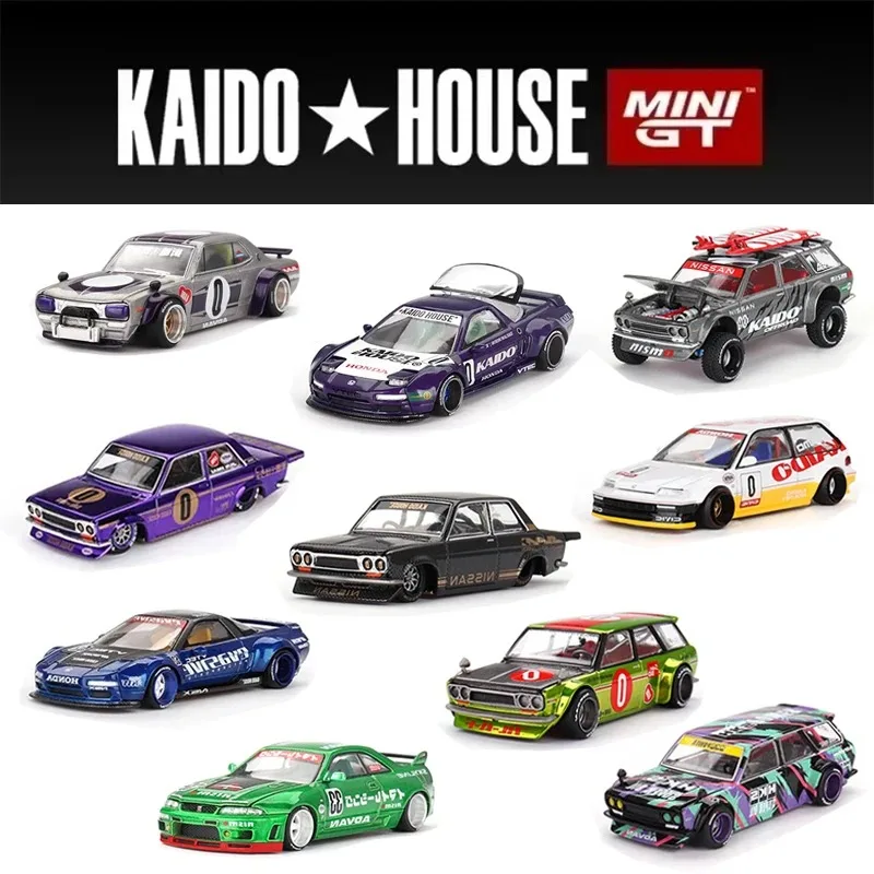 โมเดลรถเหล็กหล่อ Kaido House 1:64  Skyline GTR R33 R34 NSX Evasive V2 Datsun 510 Honda CIVIC EF ของเล่นจิ๋ว MINIGT