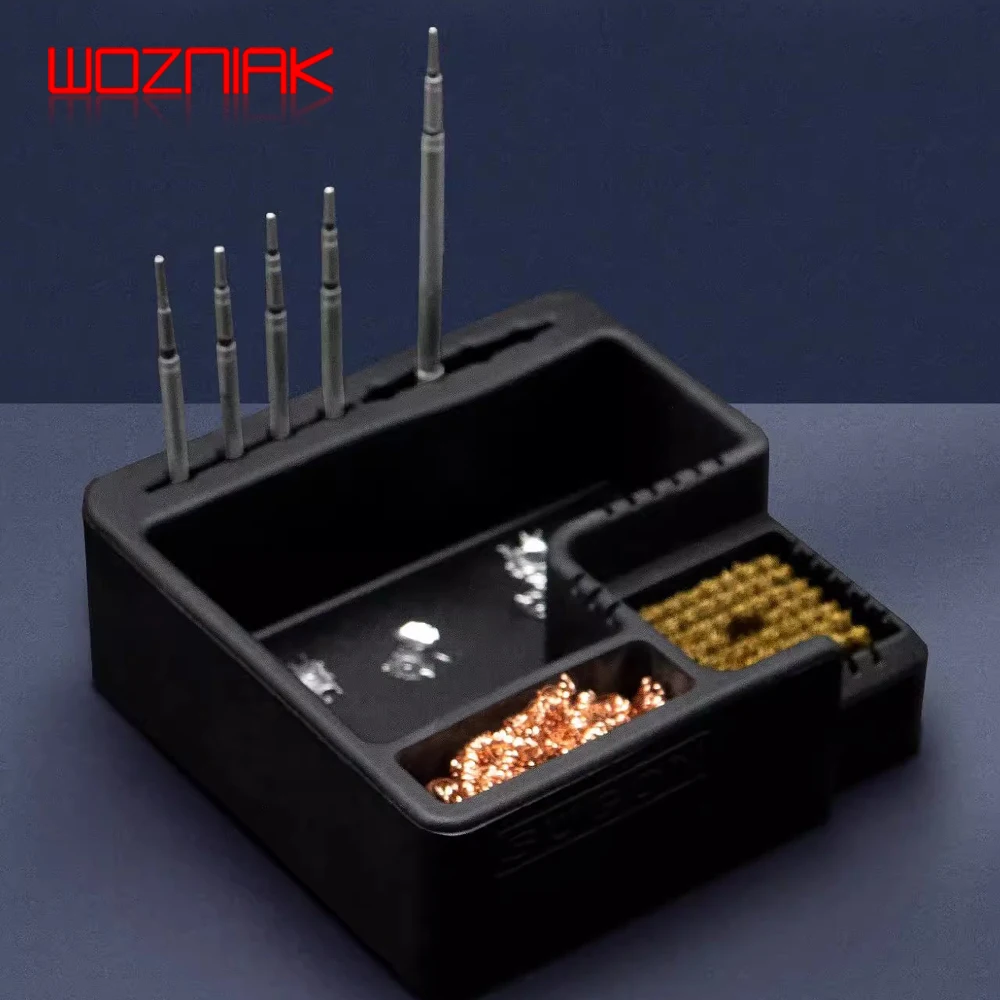 YCS Soldering Iron Soldering Station Universal Tin Slag Box, Resistant to High Temperature Sponge/Copper Brush Repair Box