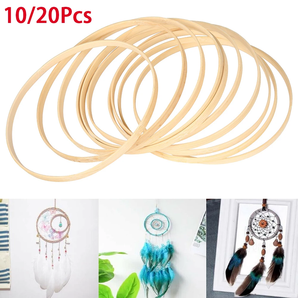 10/20Pcs Wooden Bamboo Rings Floral Hoops Wreath Rings Handmade Macrame Craft Hoop Ring for DIY Dream Catcher Wedding Decoration