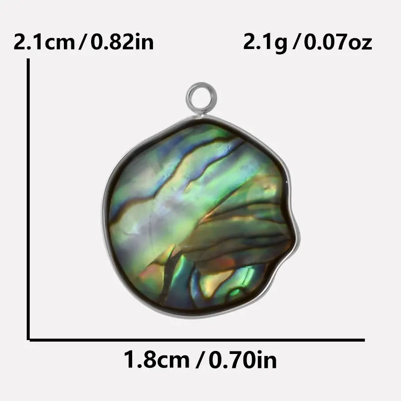 3pcs Abalone Shell Charm Round Rectangle Pendants