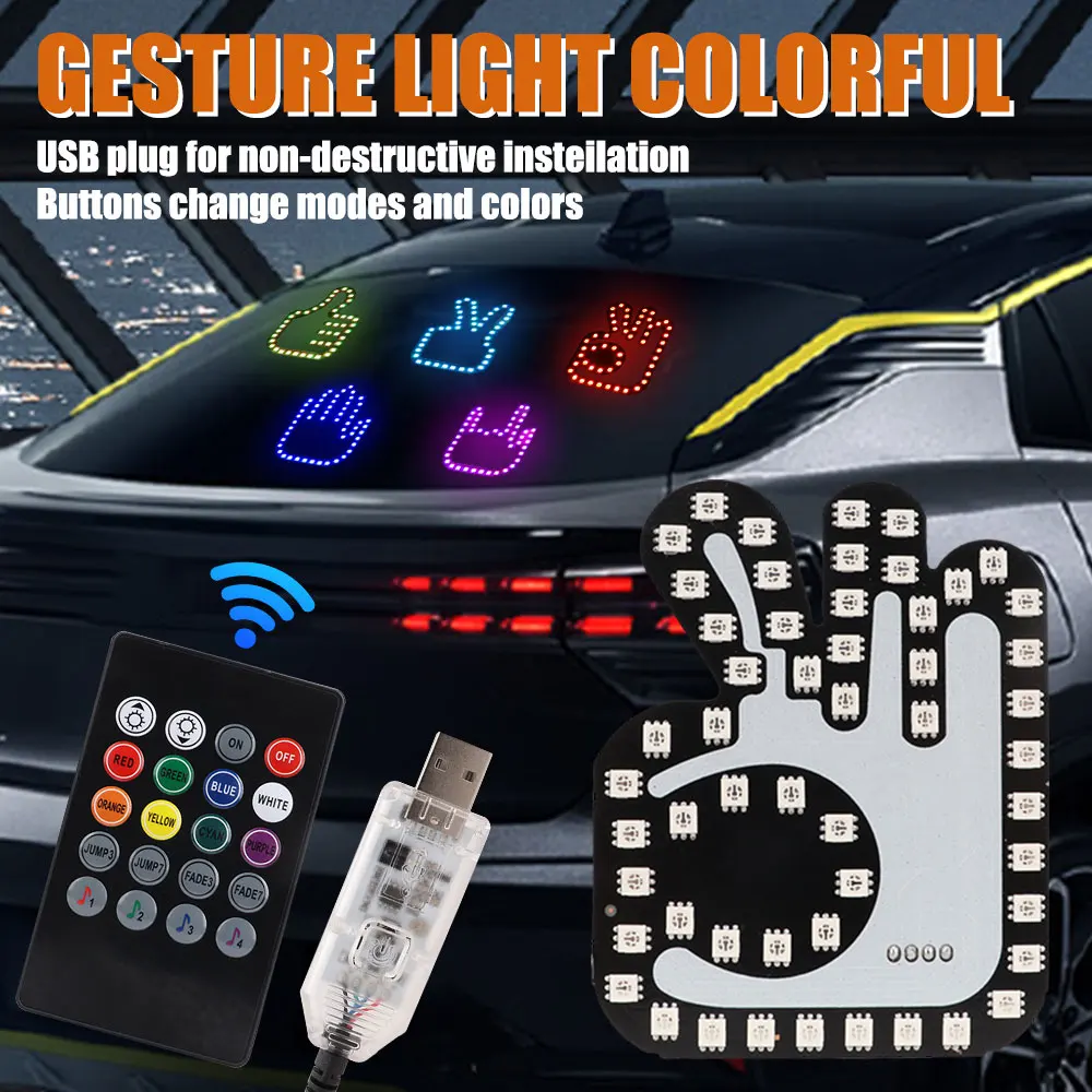 Car LED Illuminated Gesture Light Victory Signs Exterior Like Signs Exterior With Remote Control OK Signs Exterior Funny Decorat