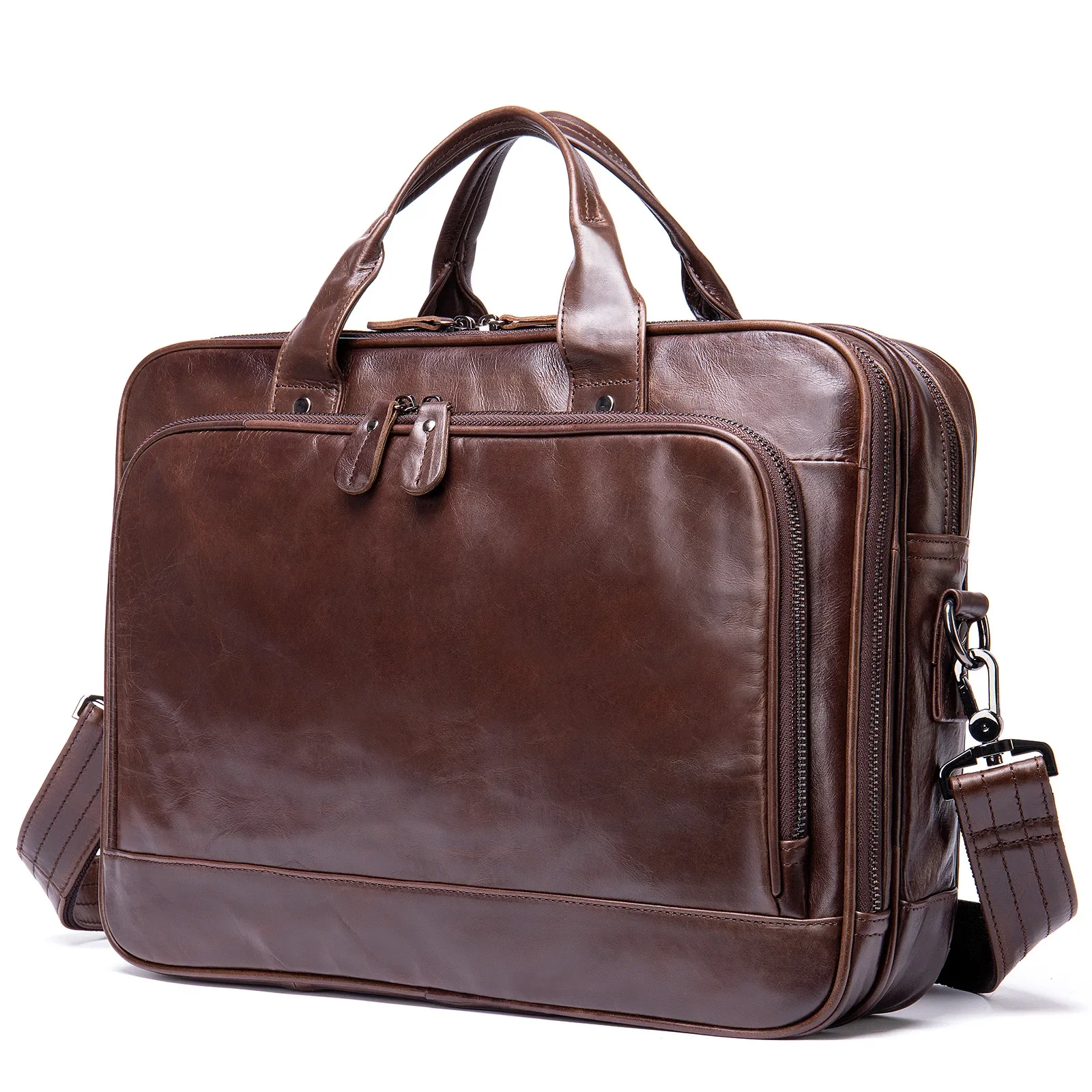 High quality genuine leather briefcase, men's business top layer cowhide computer handbag, single shoulder crossbody bag