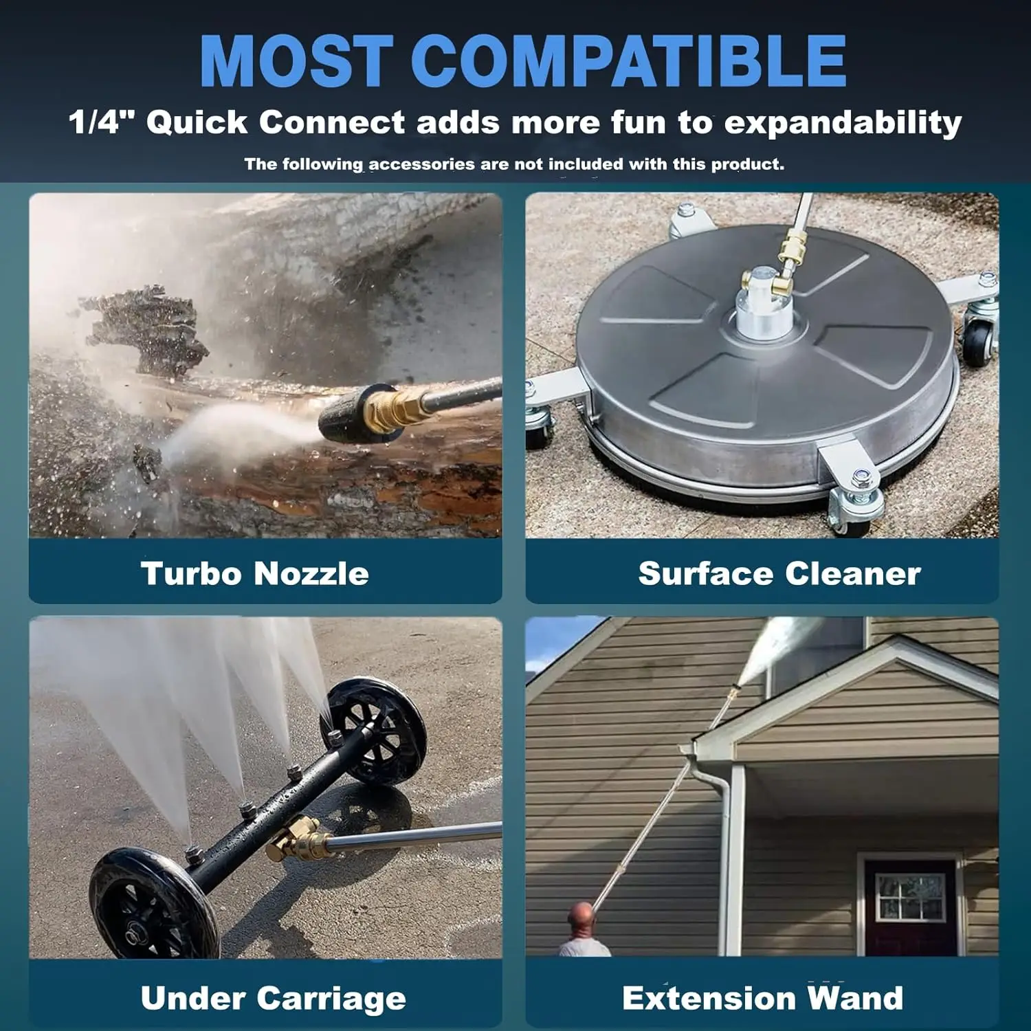 Nowa myjka ciśnieniowa 5000 PSI z 2025 roku, wąż 10 m, 4 dysze, niebieska, do domu i samochodu