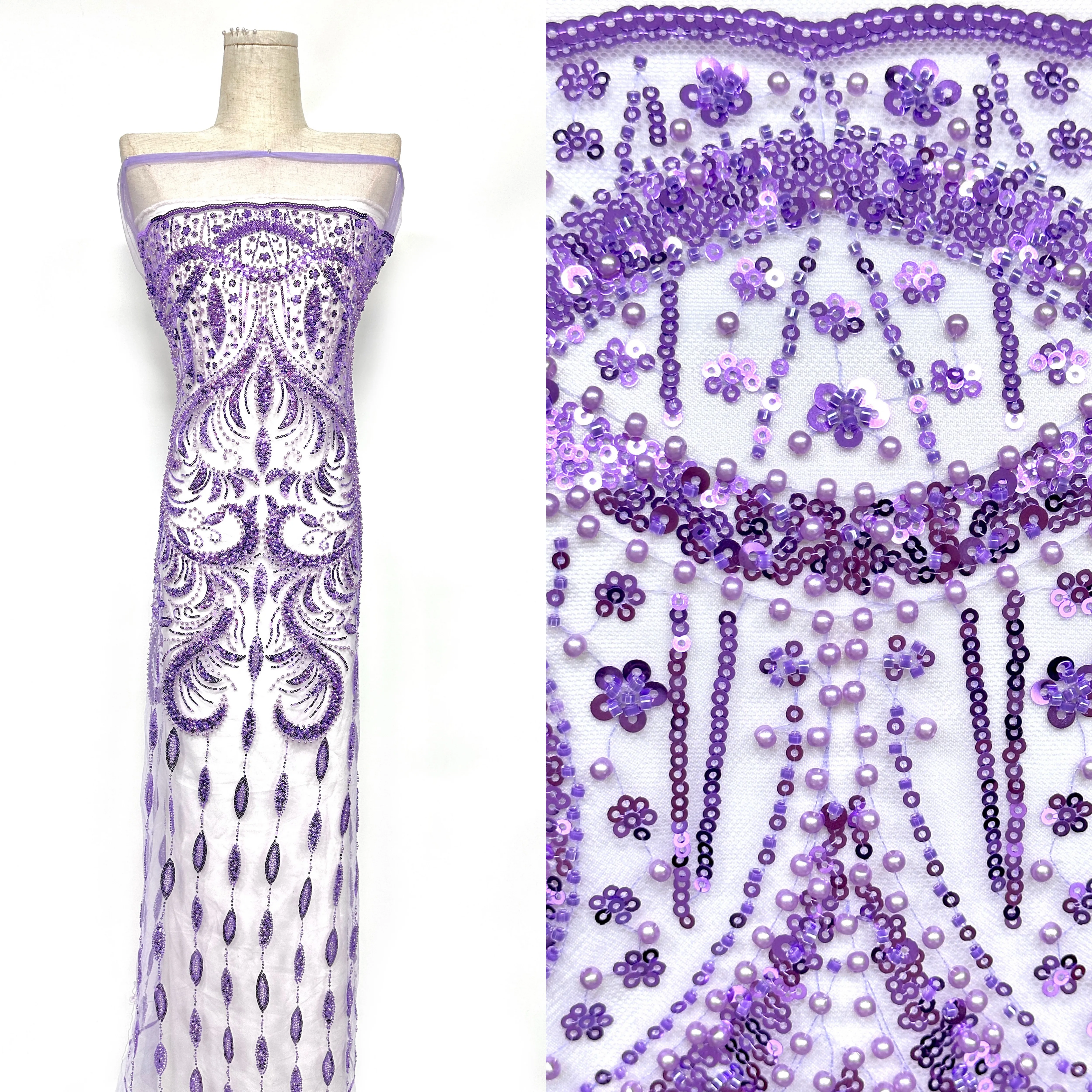 

2026 African Groom High-Quality Lace Fabric with Sequins for Nigerian Wedding Dresses French Party Gowns Sewing