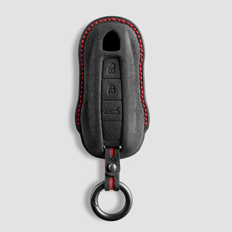 Alcantara-Juste de clé de voiture brodée pour Porsche, Panamera, Spyder, Carrera, Macan, Cayman, 911, 970, 981, 991, haute qualité, accessoires