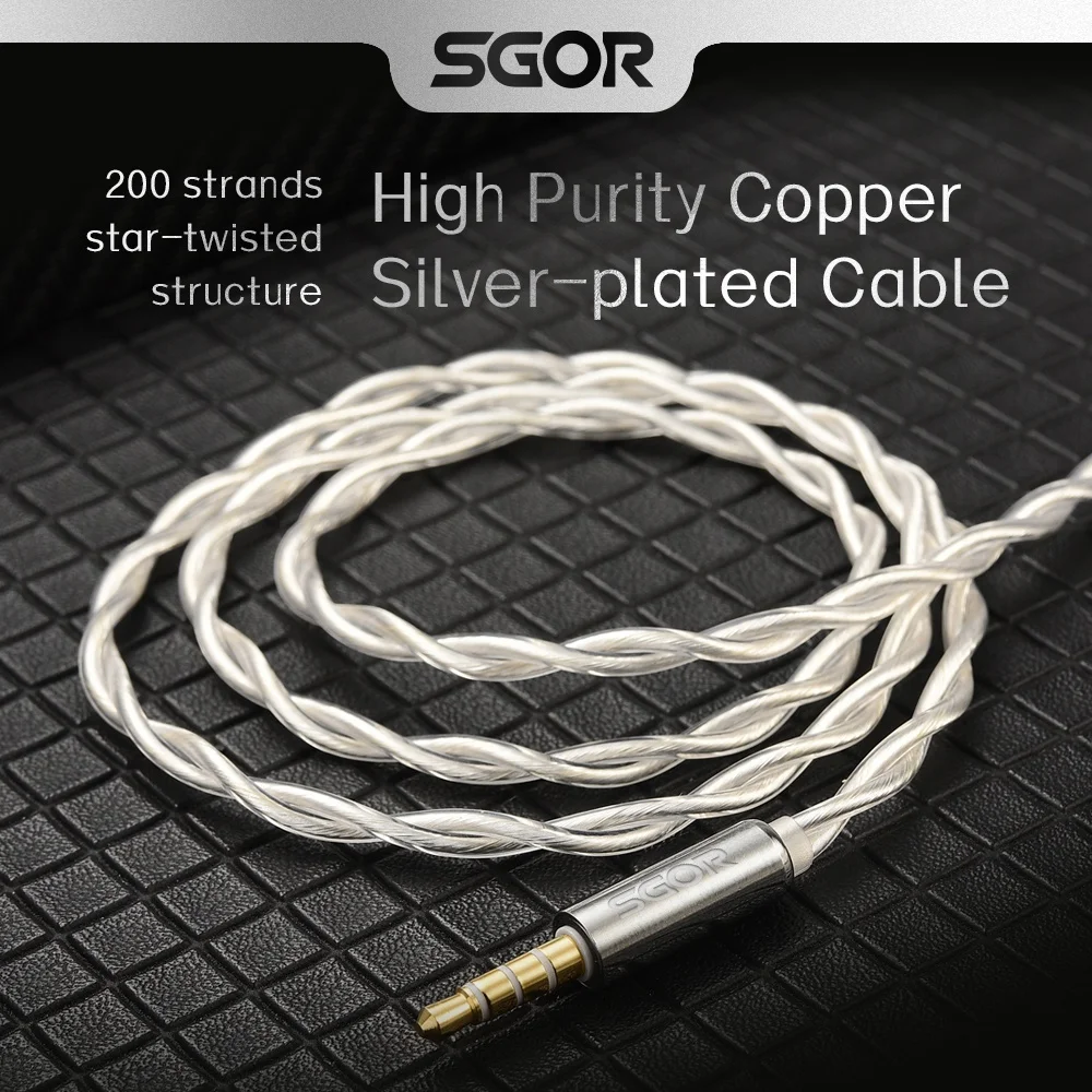 SGOR-Cable de cobre Chapado en plata de alta pureza, conector Pin S de 200mm, hebras 0,78, para abonis, VENUS, KZ, Krila