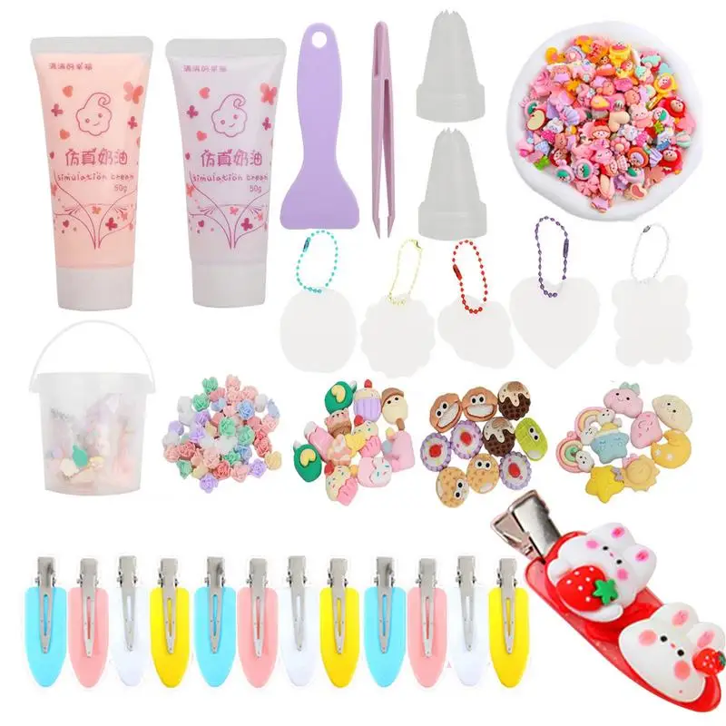 

DIY Hair Clips Kit DIY Making Kit Girls Snap Hair Clips Hair Bows DIY Kit Complete And Diverse Hair Clips DIY Making Kit For