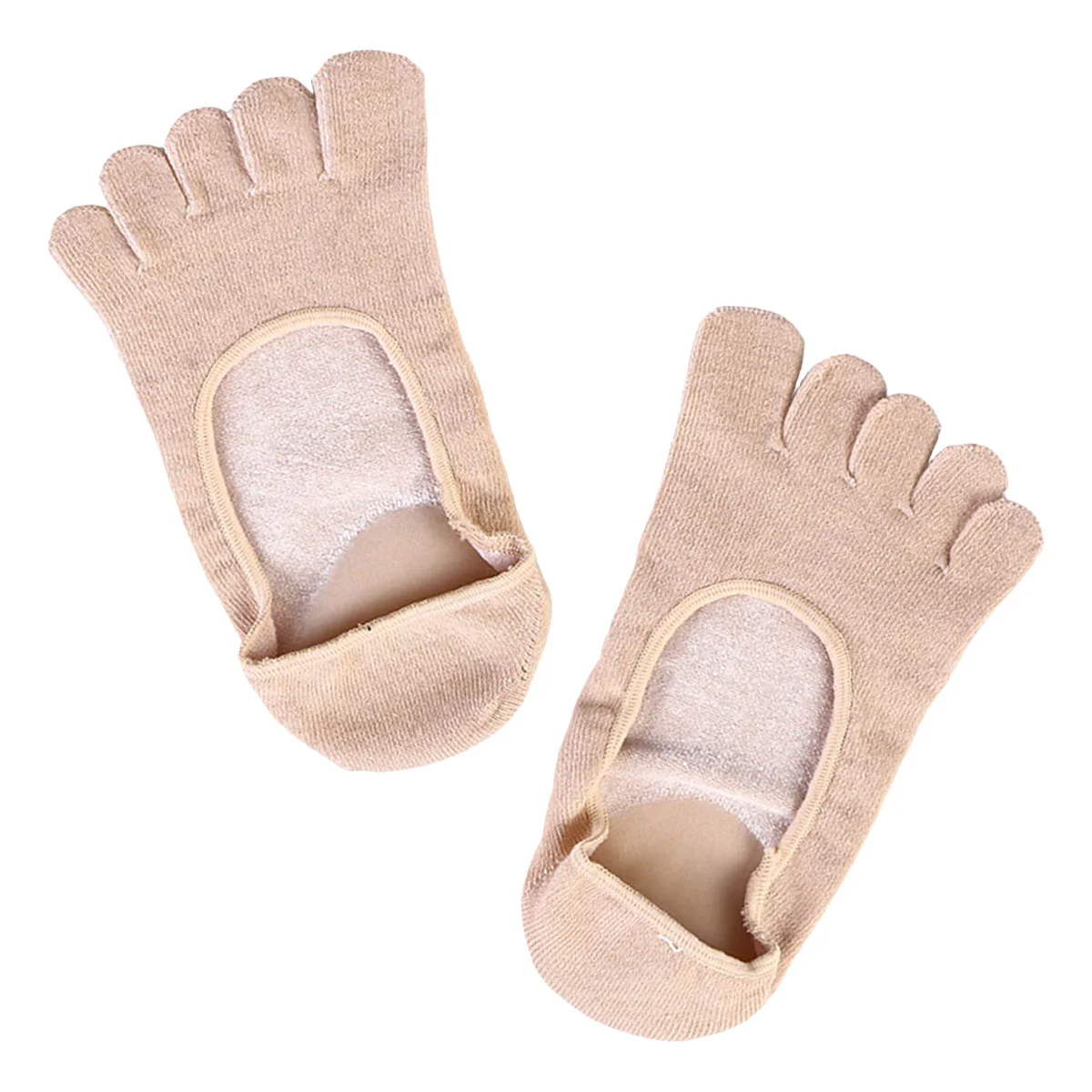 جوارب جل مرطبة 5 أصابع للكعوب الجافة والمتشققة وبطانة داخلية للعناية بالقدم المشمش