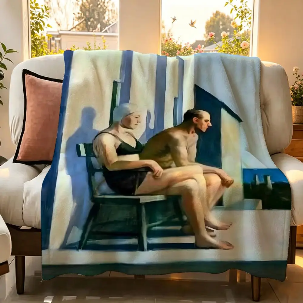 Artist Classic E-Edward Hopper Throw Flannel Throw Blanket Suitable warm for Sofa、Living Room、Bedroom soft